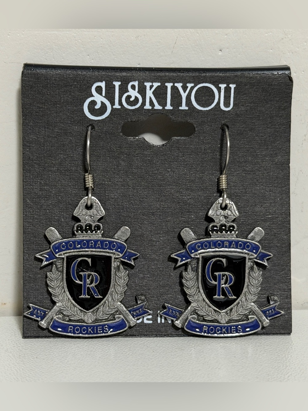 Colorado Rockies Earrings MLB Wreath Black Purple - Made in USA